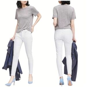 Banana Republic Premium Denim Mid-Rise Skinny Fit Ankle White Jeans - Sz 25